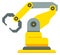 Automated industry arm. Yellow robotic hand machine