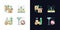 Automated systems in agriculture light and dark theme RGB color icons set