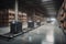 automated warehouse with AGVs moving autonomously to transfer boxes AI generated