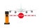 Automatic barrier and airplane on white background. Isolated 3D illustration