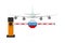 Automatic barrier and airplane on white background. Isolated 3D illustration