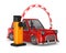 Automatic barrier and car on white background. Isolated 3D illustration