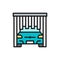 Automatic brushes in portal carwash flat color line icon.