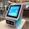 Automatic check-in machine in airport, boarding pass printer. Self-registration or registration online.