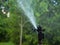 Automatic irrigation system waters the vegetation neighborhood