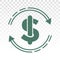 Automatic recurring payments or billing cycle line art icon for apps and websites