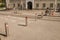 Automatic retractable bollards in the old town of Salzburg, Austria