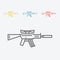 Automatic sniper rifle. Military weapon gun line icon.