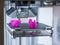 Automatic three-dimensional 3d printer performs product creation. 3d printing and automatic robotic technology, close-up