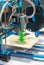 Automatic three-dimensional 3d printer performs product creation. 3d printing and automatic robotic technology, close-up