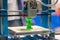 Automatic three-dimensional 3d printer performs product creation. 3d printing and automatic robotic technology, close-up