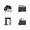 Automation of agronomy black glyph icons set on white space