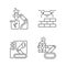 Automation in different industries linear icons set