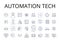 Automation tech line icons collection. Digital tools, Virtual reality, Robotics industry, Machine learning, AI software