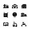 Automation technologies black glyph icons set on white space
