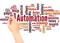 Automation word cloud hand writing concept