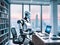 automation worker concept with robot working in office .AI generative