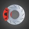 Automobile braking system.Car part steel brake disk on black background 3d