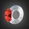 Automobile braking system.Car part steel brake disk on black background 3d