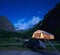 Automobile with camping tent in mountains.