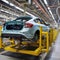 Automobile production line. Car body repair series. Modern automobile factory. Generative AI