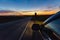 Automobile the road summer sunset colorful perspective view