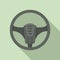 Automobile steering wheel icon, flat style