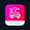 Automobile, Truck, Emission, Gas, Pollution Mobile App Button. Android and IOS Line Version