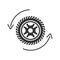 Automobile wheel changing glyph icon