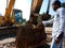 automobile workers repairing hydraulic machine at workshop in india dec 2019