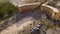 Automobiles driving on Republic square in Yerevan, aerial view of main street