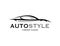 Automotive car logo design with abstract sports vehicle silhouette