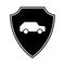 Automotive car shield logo design template. Protect car guard shield. Safety badge vehicle icon. Security auto label. Car alarm