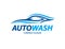 Automotive carwash logo design with abstract sports vehicle silhouette