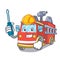 Automotive fire truck mascot cartoon