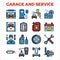 Automotive garage and service outline color icon collection. pixel perfect alignment icon.