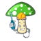Automotive green amanita mushroom mascot cartoon