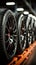 Automotive options Shops close up displays bulk car tires, showcasing range