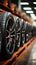 Automotive options Shops close up displays bulk car tires, showcasing range