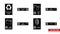 Automotive recycling signs icon set of black and white types. Isolated vector sign symbols. Icon pack