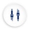 Automotive spark plug in neomorphism style on white background. Replacement of car parts in service center. Vector icon