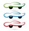 Automotive speed cars colorful set icon