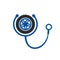 Automotive support and care logo concept. Tire and stethoscope icon logo design.