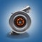 Automotive turbocharger turbine 3d render on gradient