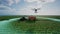 Autonomous agriculture drone flying to analyze the agricultural plot, Agriculture innovation with smart farming concept, 3d render