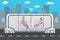 autonomous car or bus and internet of things iot concept self-dr