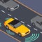 Autonomous car icon drive sensor. Digital autonomous vehicle car self driverless vector smart system