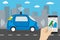 Autonomous car and internet of things iot concept self-driving c