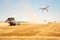 Autonomous combine harvesters with drone