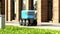 Autonomous delivery robot drives along the street